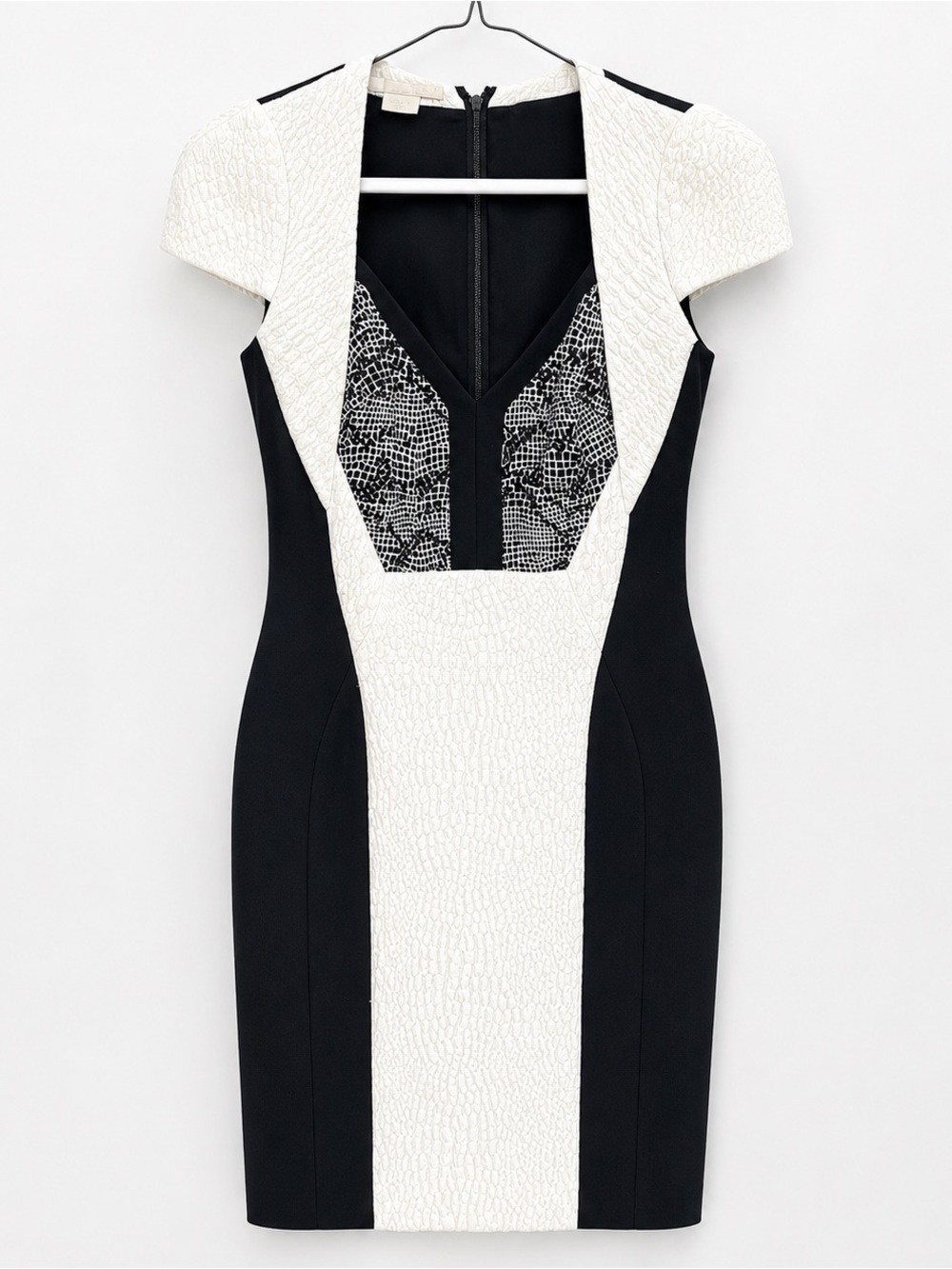 Antonio Berardi Black and White Cap-Sleeve Sheath Dress